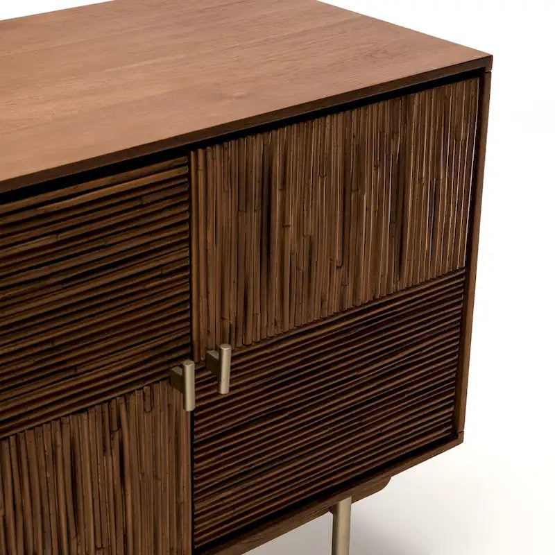 Madia in noce, acacia e rattan, stile Mid-Century