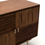 Madia in noce, acacia e rattan, stile Mid-Century