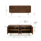 Madia in noce, acacia e rattan, stile Mid-Century