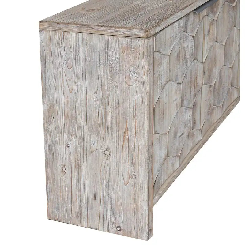 Armário aparador de madeira com 4 portas, estilo quinta, acabamento de madeira natural/preto antigo, para 1 espaço