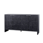Armário aparador de madeira com 4 portas, estilo quinta, acabamento de madeira natural/preto antigo, para 1 espaço