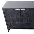 Armário aparador de madeira com 4 portas, estilo quinta, acabamento de madeira natural/preto antigo, para 1 espaço