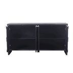 Armário aparador de madeira com 4 portas, estilo quinta, acabamento de madeira natural/preto antigo, para 1 espaço