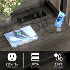 Credenza / Madia da fattoria grigia / nera con cassetti chiudibili a chiave e stazione USB – Ufficio domestico per 1 persona