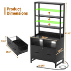 Credenza / Madia da fattoria grigia / nera con cassetti chiudibili a chiave e stazione USB – Ufficio domestico per 1 persona