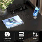 Credenza / Madia da fattoria grigia / nera con cassetti chiudibili a chiave e stazione USB – Ufficio domestico per 1 persona