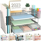 4 Tier Letter Tray Office Desk Organizers - 9.44D x 13.38W x 9.05H