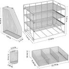 Organizzatore da scrivania in metallo a rete, Oro/Bianco/Nero/Rosa/Grigio, 4 ripiani, singolo