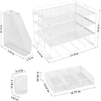 Organizzatore da scrivania in metallo a rete, Oro/Bianco/Nero/Rosa/Grigio, 4 ripiani, singolo