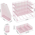 Organizzatore da scrivania in metallo a rete, Oro/Bianco/Nero/Rosa/Grigio, 4 ripiani, singolo