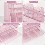 Organizzatore da scrivania in metallo a rete, Oro/Bianco/Nero/Rosa/Grigio, 4 ripiani, singolo
