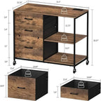 Armadietto classificatore mobile con finitura in legno marrone e prese di corrente – 80 cm L x 40 cm P x 67 cm A, 1 persona