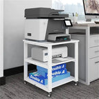Carrello Stampante Rotante a 3 Livelli, Retrò/Nero/Bianco, 50×50×57,5 cm, Montaggio 1 Persona