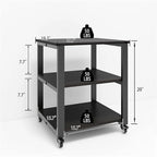 Carrello Stampante Rotante a 3 Livelli, Retrò/Nero/Bianco, 50×50×57,5 cm, Montaggio 1 Persona