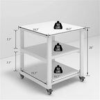 Carrello Stampante Rotante a 3 Livelli, Retrò/Nero/Bianco, 50×50×57,5 cm, Montaggio 1 Persona