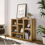 Libreria aperta a 7 cubi Nera / Legno Naturale, Scaffale da esposizione a terra