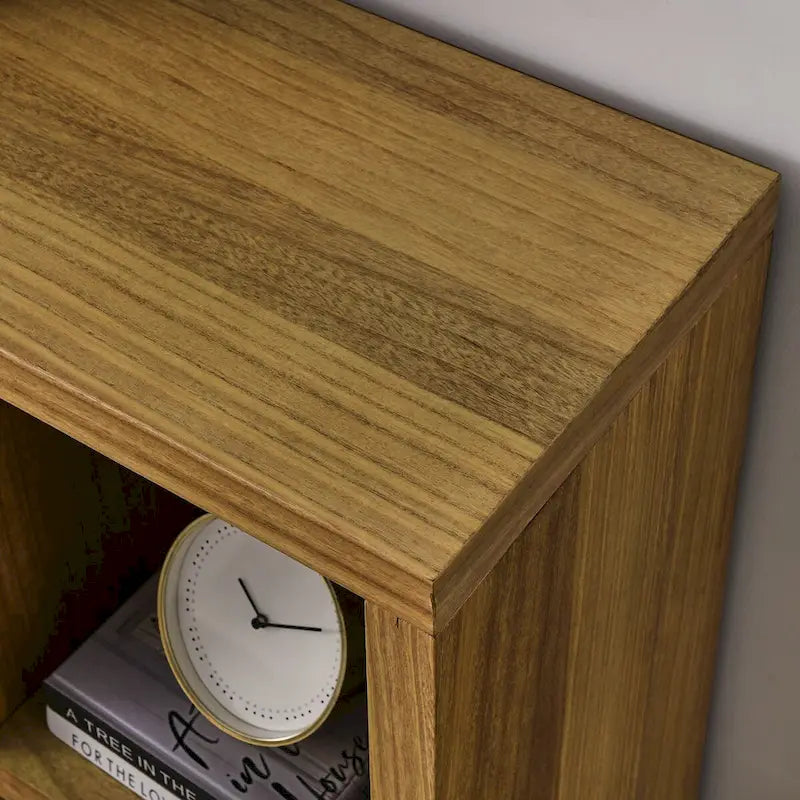 Libreria aperta a 7 cubi Nera / Legno Naturale, Scaffale da esposizione a terra