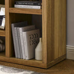 Libreria aperta a 7 cubi Nera / Legno Naturale, Scaffale da esposizione a terra