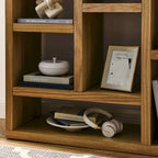 Libreria aperta a 7 cubi Nera / Legno Naturale, Scaffale da esposizione a terra