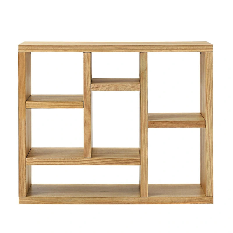 Libreria aperta a 7 cubi Nera / Legno Naturale, Scaffale da esposizione a terra