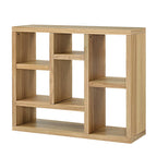 Libreria aperta a 7 cubi Nera / Legno Naturale, Scaffale da esposizione a terra