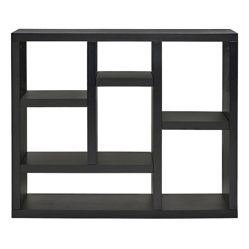 Libreria aperta a 7 cubi Nera / Legno Naturale, Scaffale da esposizione a terra