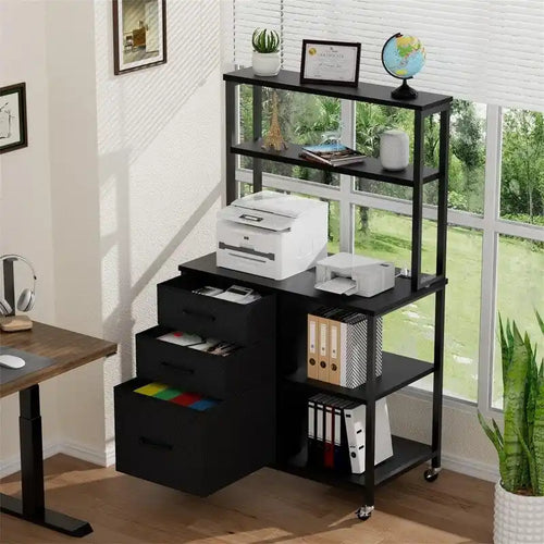 File Cabinet with 3 Drawers and Shelves - 29.5D x 15.7W x 24.6H