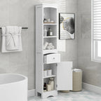 Mobiletto da bagno autoportante bianco/grigio con cassetto