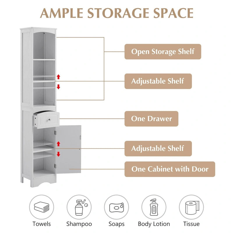Mobiletto da bagno autoportante bianco/grigio con cassetto