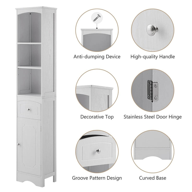 Mobiletto da bagno autoportante bianco/grigio con cassetto