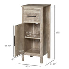 Mobiletto da bagno marrone retrò effetto venatura del legno con cassetto e ripiano regolabile, montaggio a 1 persona