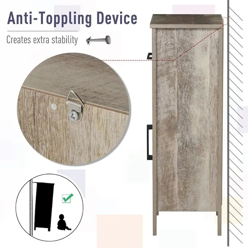 Mobiletto da bagno marrone retrò effetto venatura del legno con cassetto e ripiano regolabile, montaggio a 1 persona
