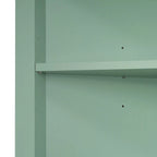 Armadietto da bagno verde in legno alto 175 cm, 1 anta con 3 cassetti e ripiano regolabile