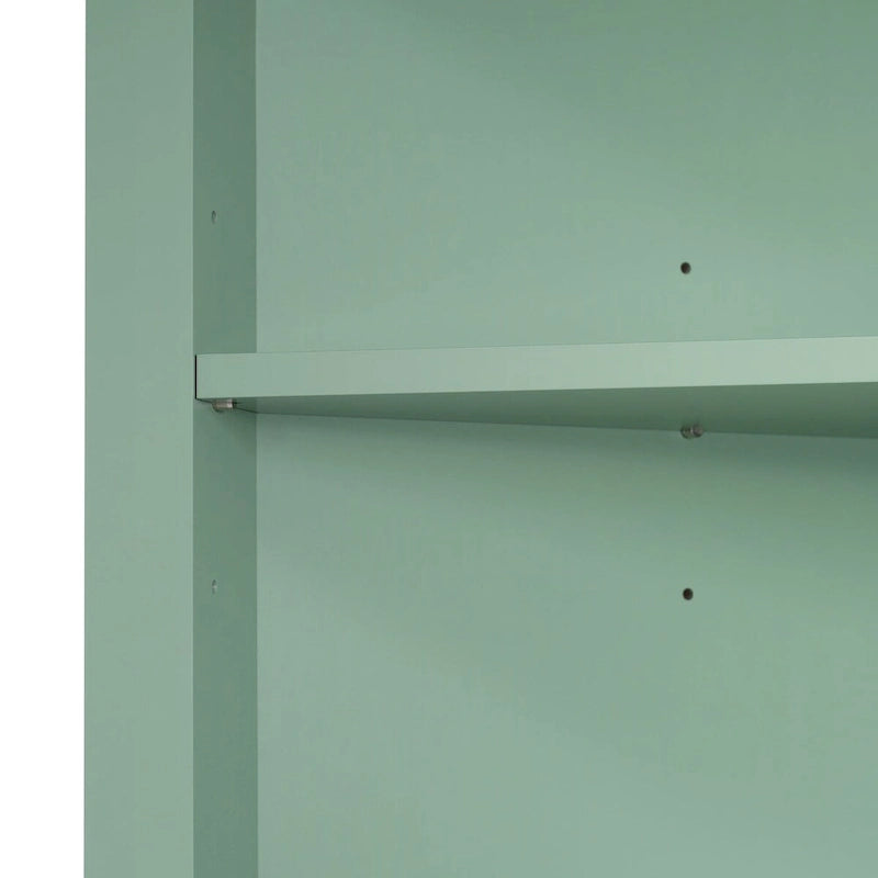 Armadietto da bagno verde in legno alto 175 cm, 1 anta con 3 cassetti e ripiano regolabile