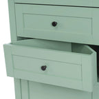 Armadietto da bagno verde in legno alto 175 cm, 1 anta con 3 cassetti e ripiano regolabile