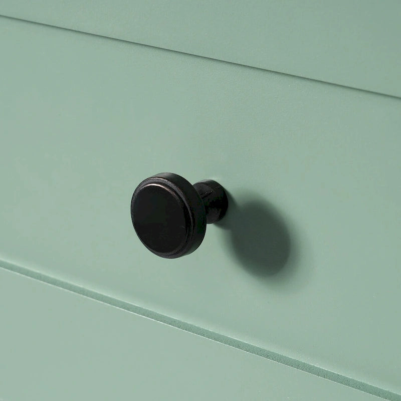 Armadietto da bagno verde in legno alto 175 cm, 1 anta con 3 cassetti e ripiano regolabile