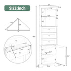 Armadietto da bagno verde in legno alto 175 cm, 1 anta con 3 cassetti e ripiano regolabile