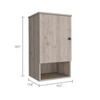 Pensile da bagno con anta singola e ripiano a giorno, bianco/grigio