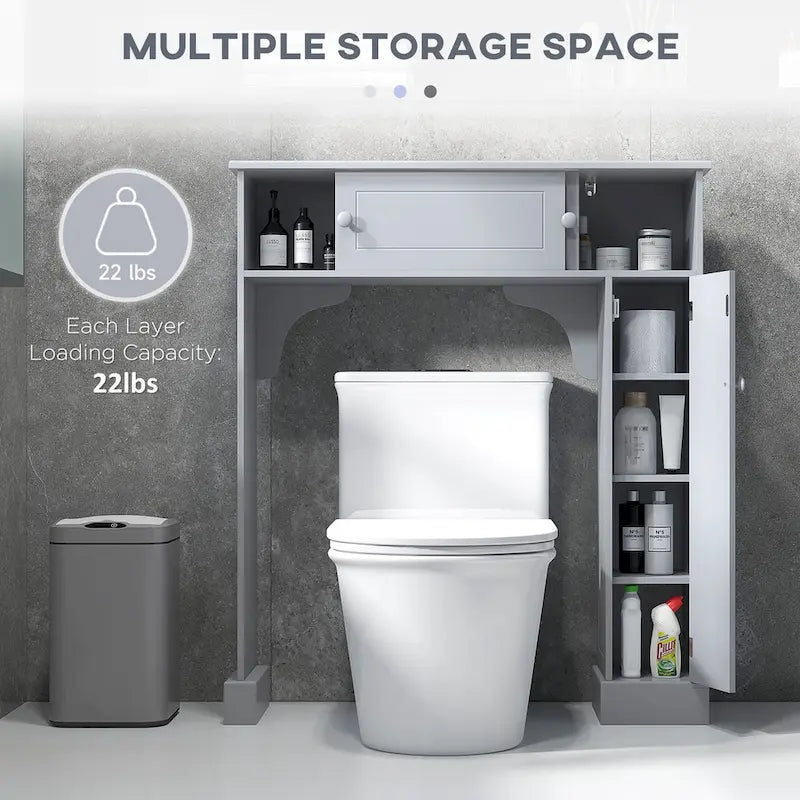 Armadietto salvaspazio da bagno sopra WC grigio con anta scorrevole, da terra, 1 persona
