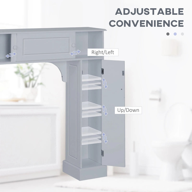 Armadietto salvaspazio da bagno sopra WC grigio con anta scorrevole, da terra, 1 persona