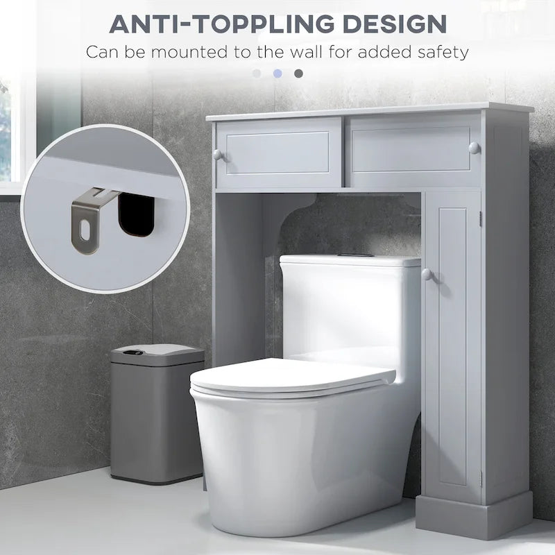 Armadietto salvaspazio da bagno sopra WC grigio con anta scorrevole, da terra, 1 persona