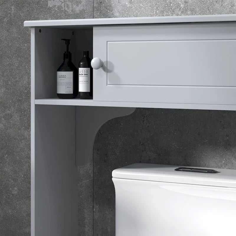 Armadietto salvaspazio da bagno sopra WC grigio con anta scorrevole, da terra, 1 persona