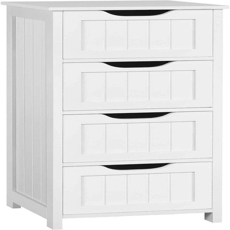 Mobiletto a terra con 2 cassetti bianco con finitura in legno