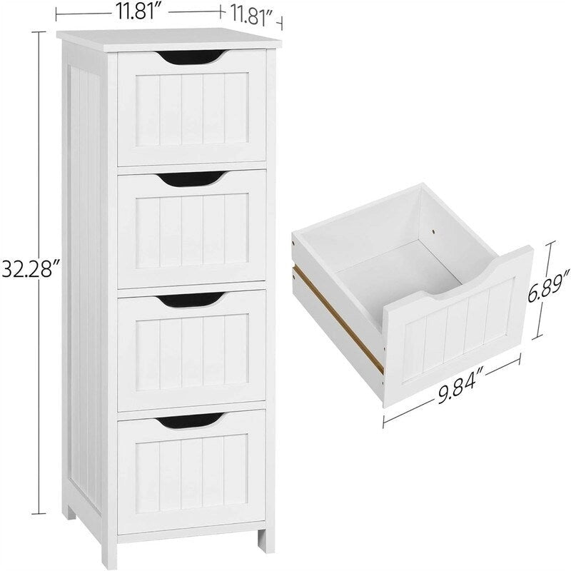 Mobiletto a terra con 2 cassetti bianco con finitura in legno