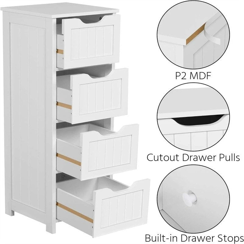 Mobiletto a terra con 2 cassetti bianco con finitura in legno