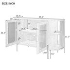 Weißes / dunkelgraues / schwarzes / natürliches geschwungenes Sideboard mit Rattantüren und goldenen Beinen, Montage durch 1 Person