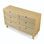 Cassettiera a 6 cassetti in rattan (Nero / Marrone / Naturale), Adatta per 2