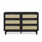Cassettiera a 6 cassetti in rattan (Nero / Marrone / Naturale), Adatta per 2