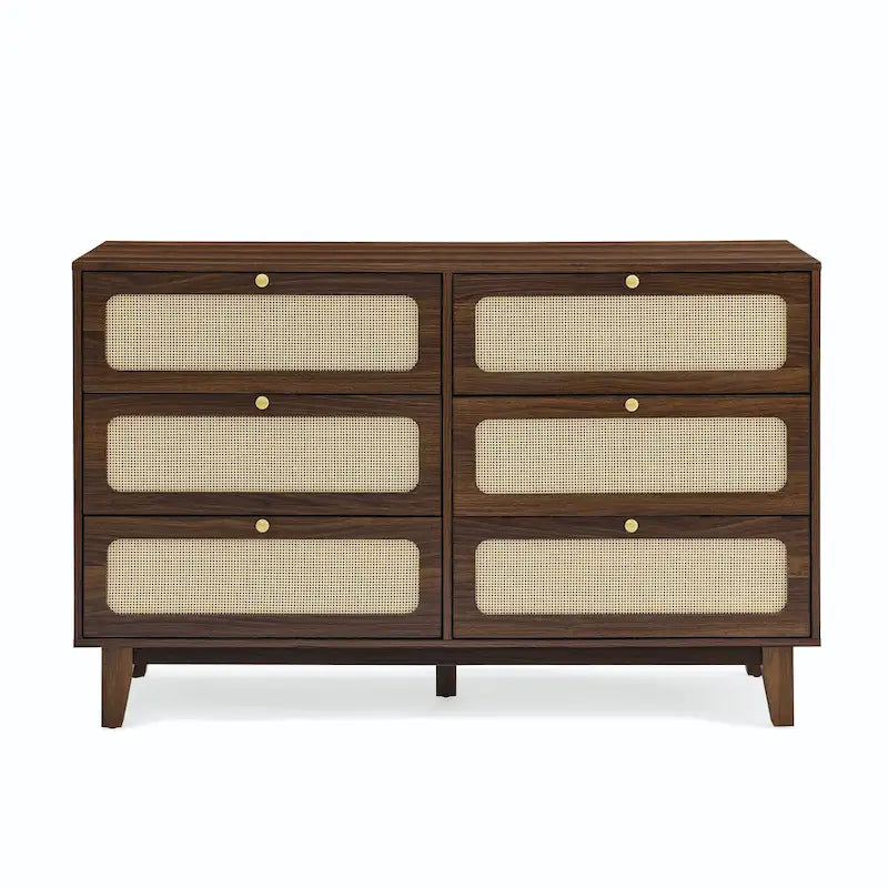 Cassettiera a 6 cassetti in rattan (Nero / Marrone / Naturale), Adatta per 2
