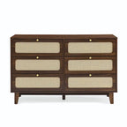 Cassettiera a 6 cassetti in rattan (Nero / Marrone / Naturale), Adatta per 2